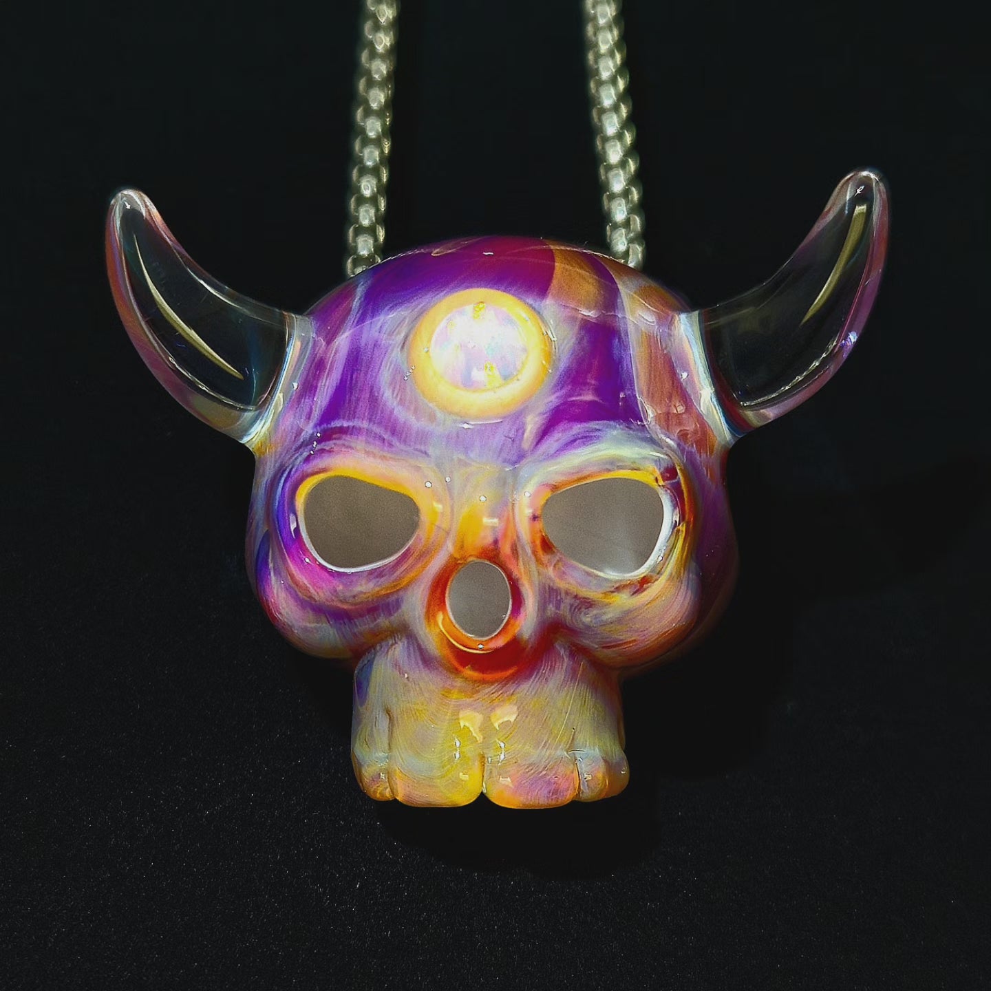 Celestial Demon Skull Pendant by Gher Glass