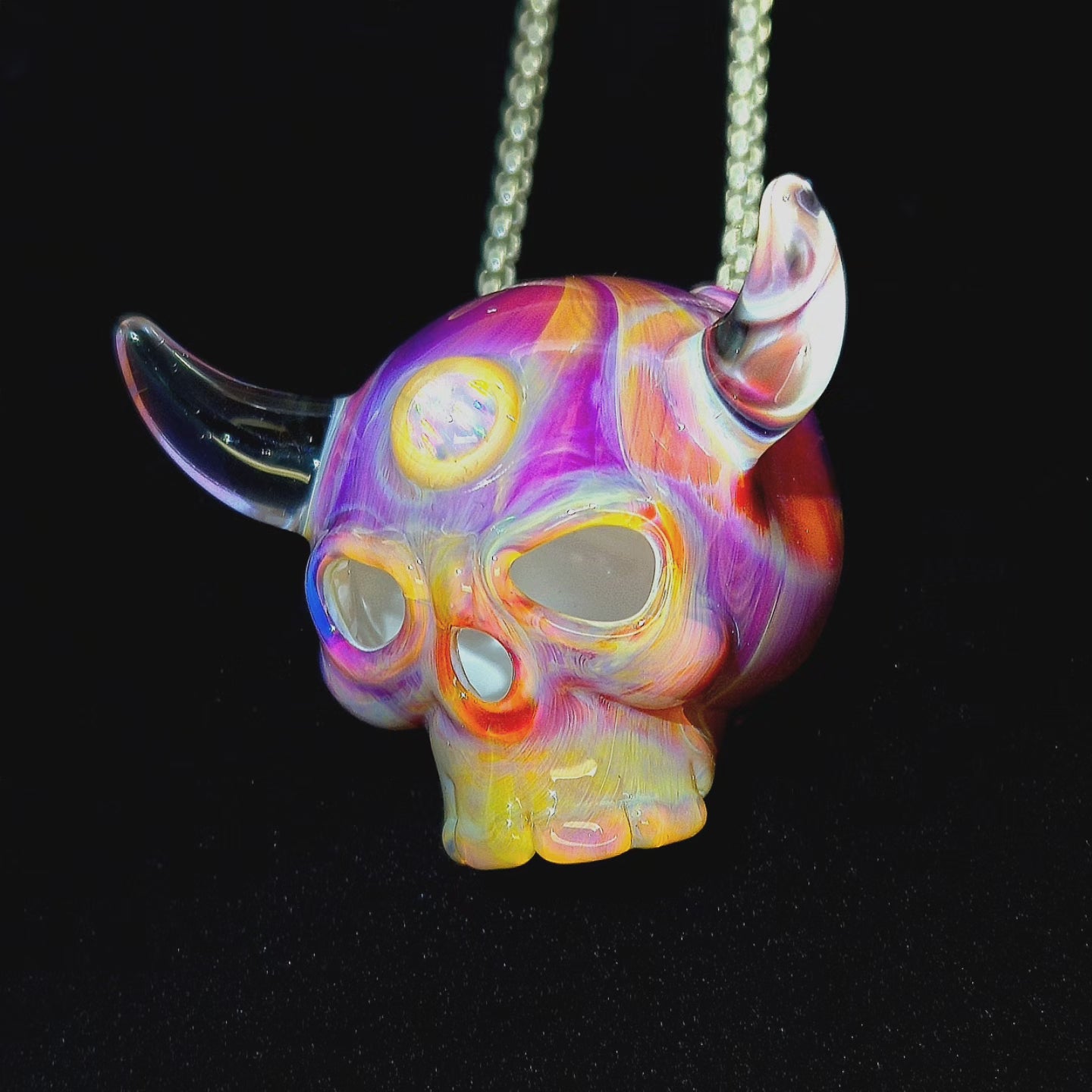 Celestial Demon Skull Pendant by Gher Glass