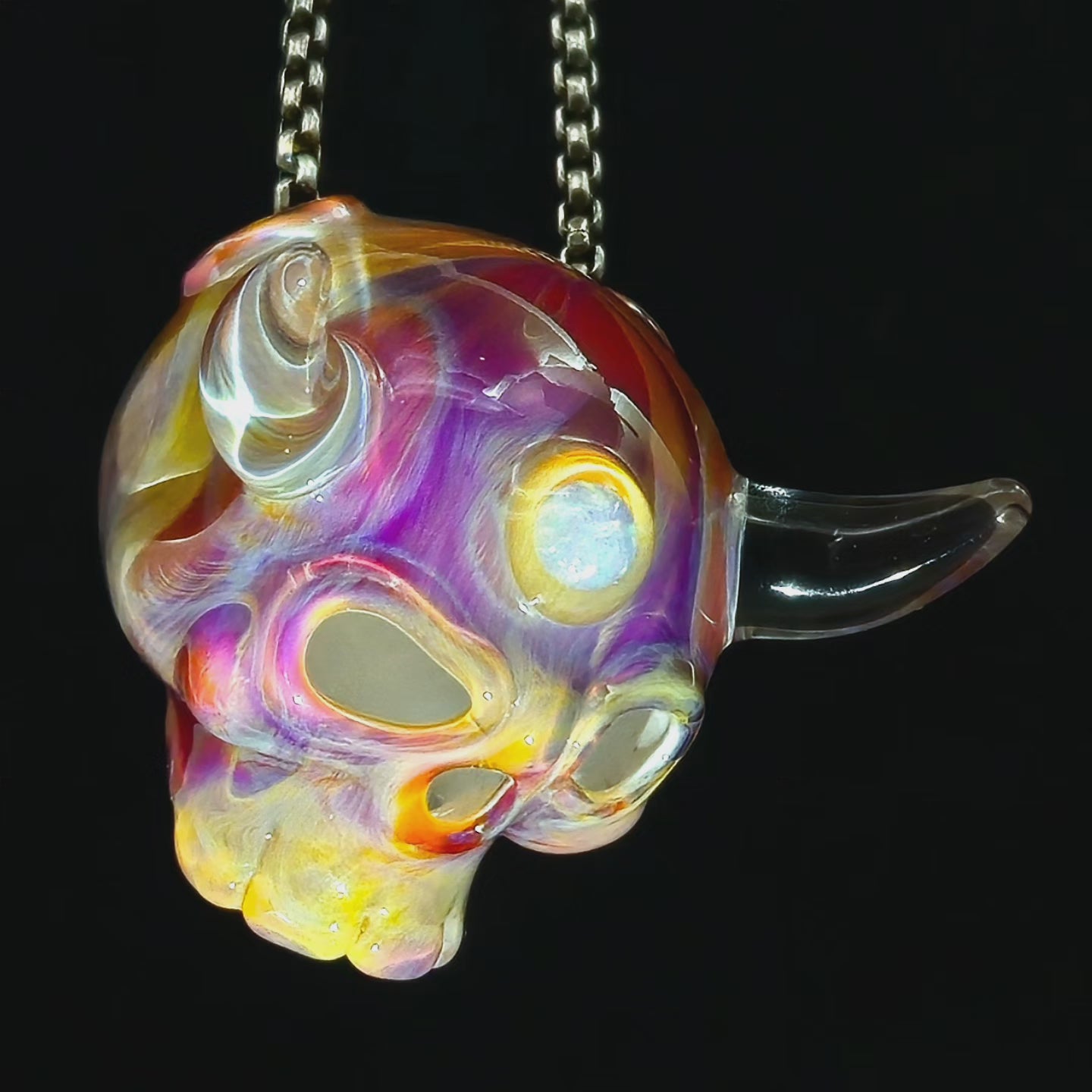 Celestial Demon Skull Pendant by Gher Glass