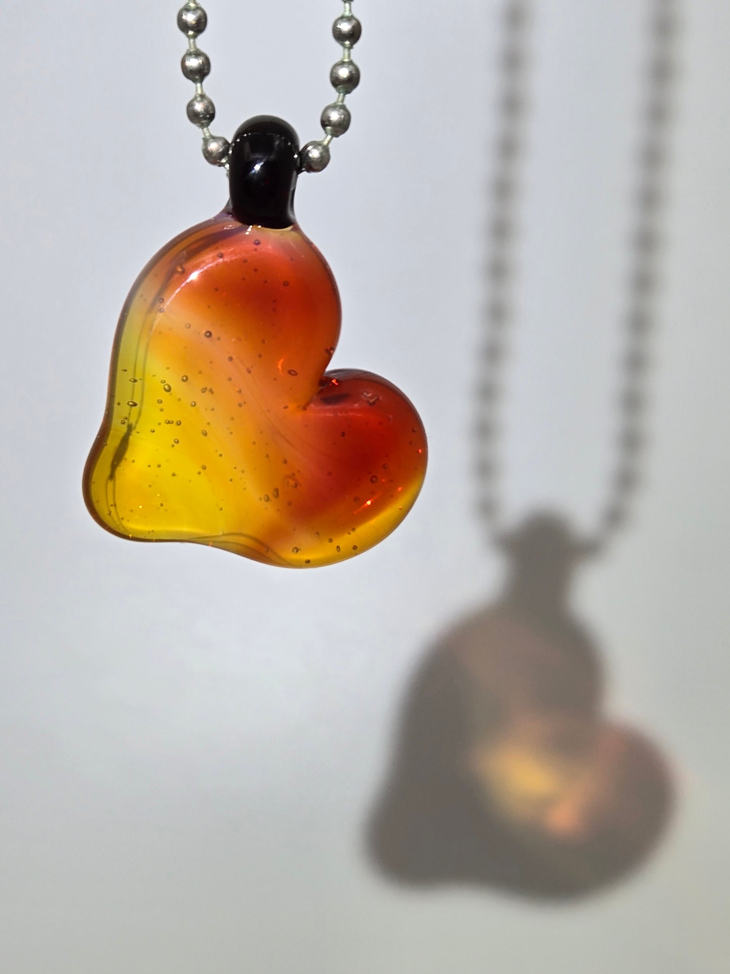 Sunrise / Sunset Heart Pendant by Antihero Glass