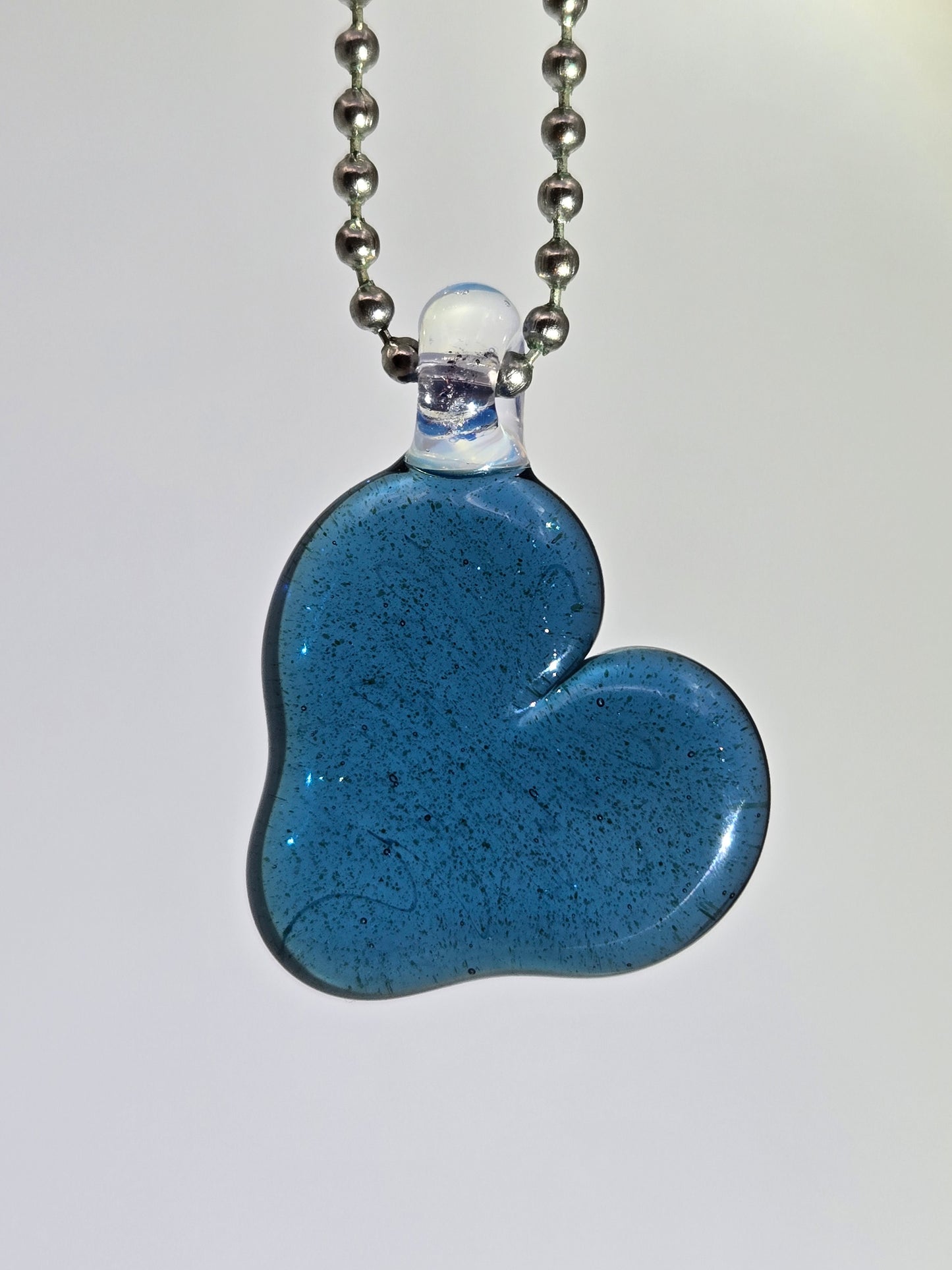 Blue Stardust Heart Pendant by Antihero Glass