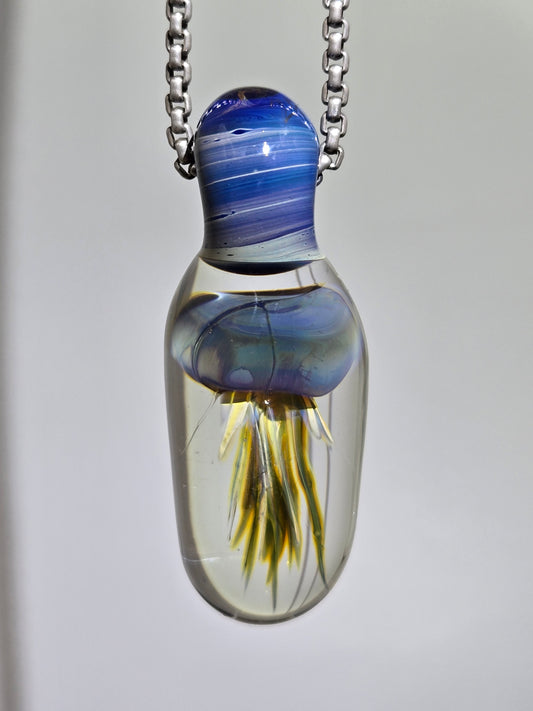 Skyblue Jellyfish Pendant by Antihero Glass