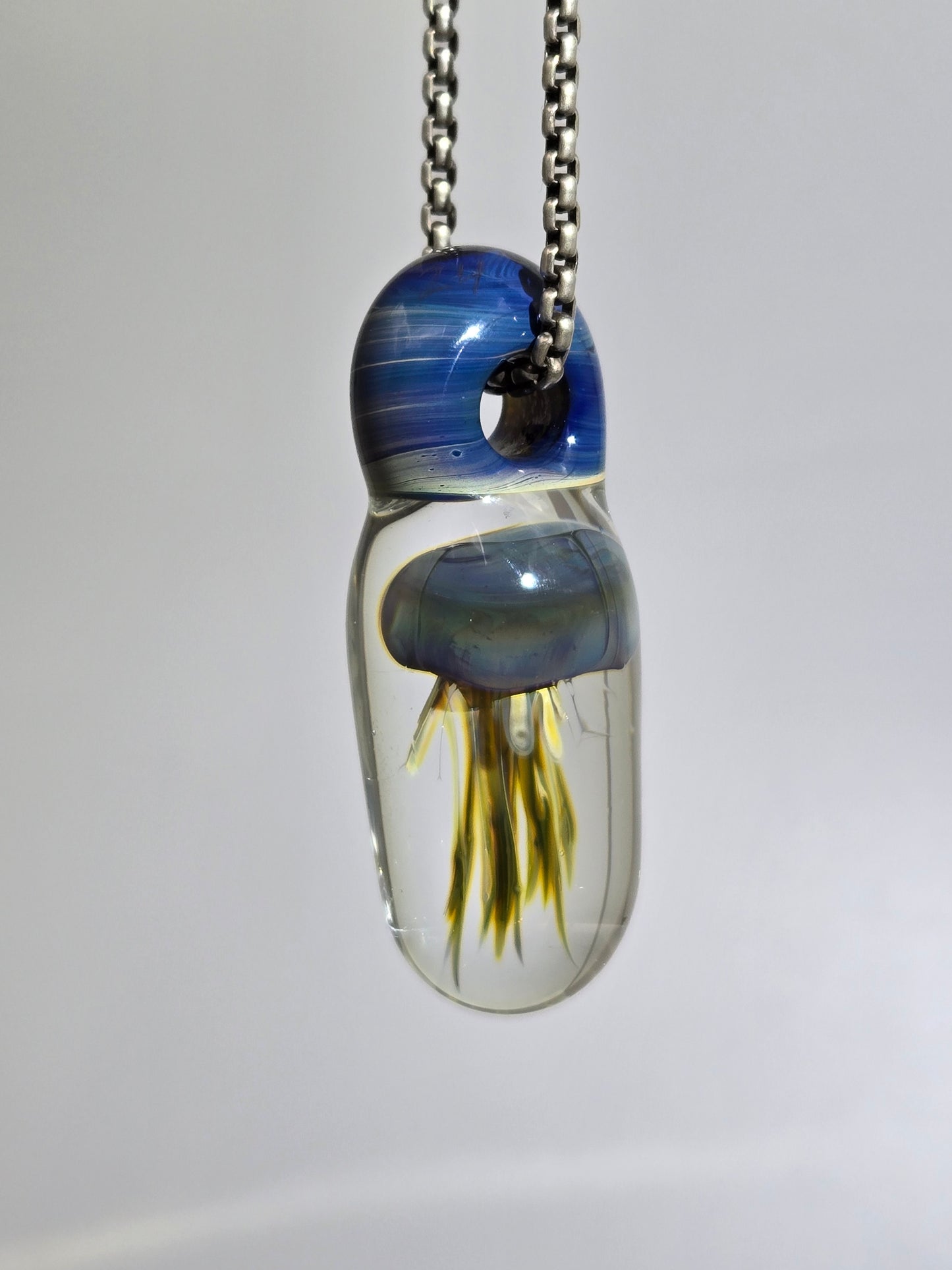 Skyblue Jellyfish Pendant by Antihero Glass