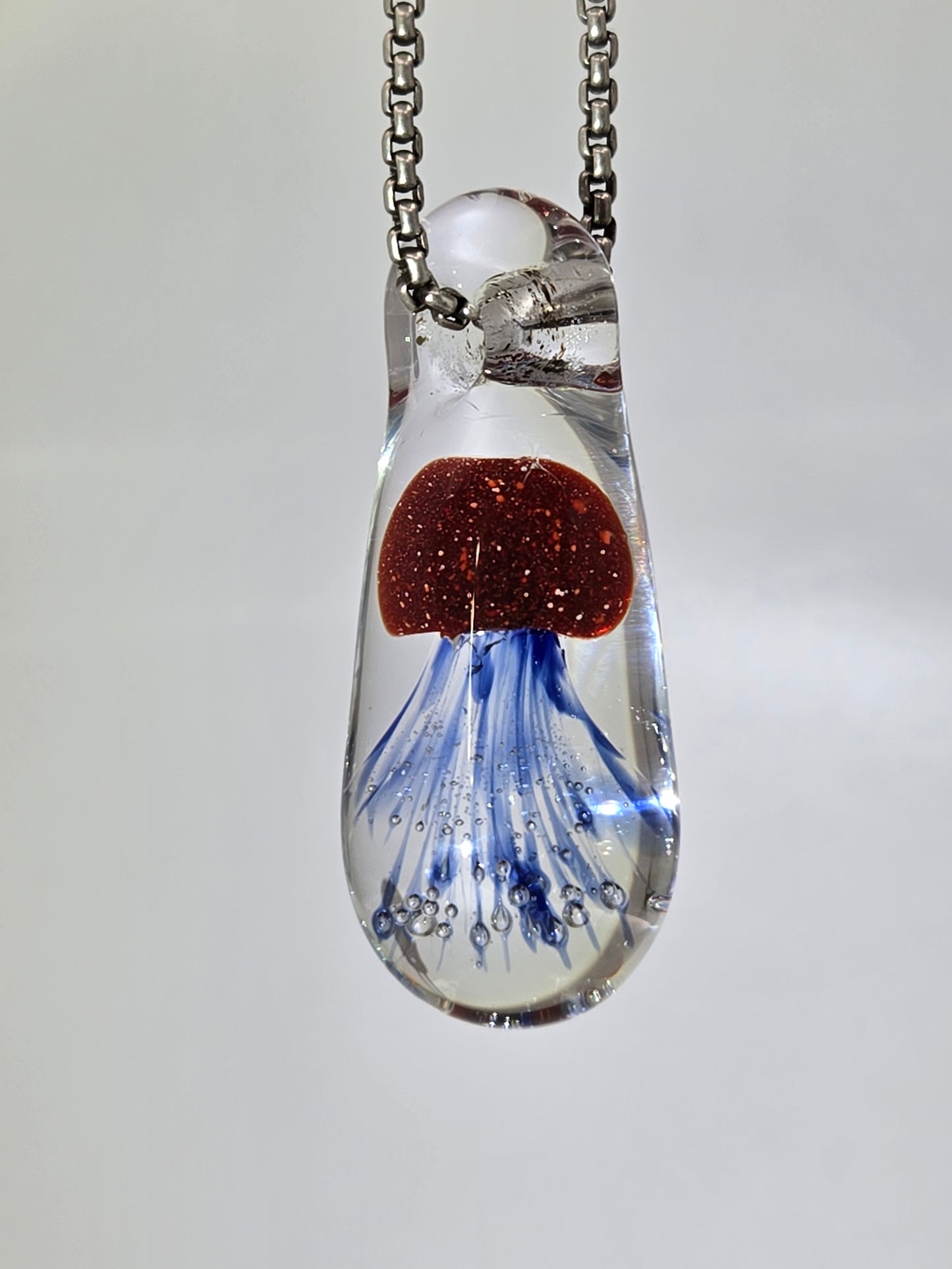 Red Blizzard Jellyfish Pendant by Antihero Glass