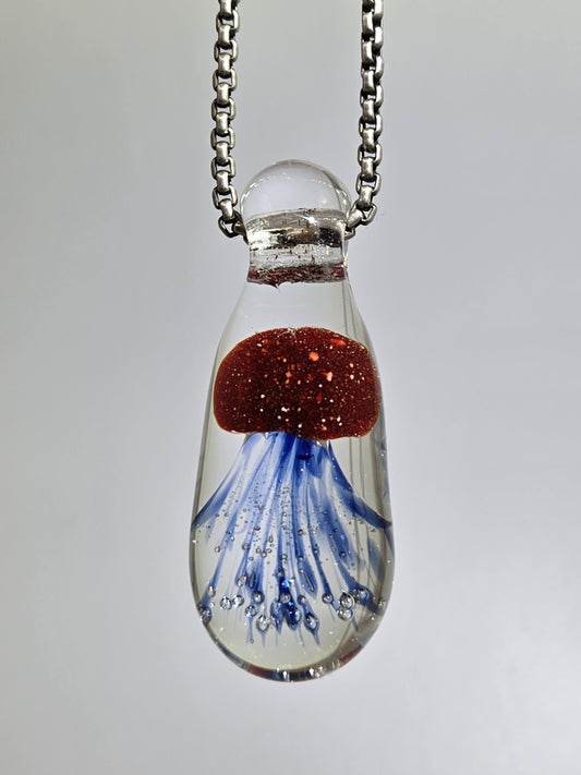 Red Blizzard Jellyfish Pendant by Antihero Glass