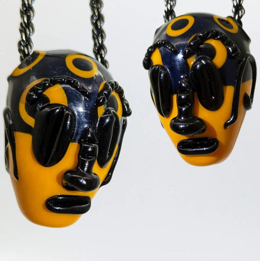 Black & Yellow Homie Head Pendant - AntiHero Glass