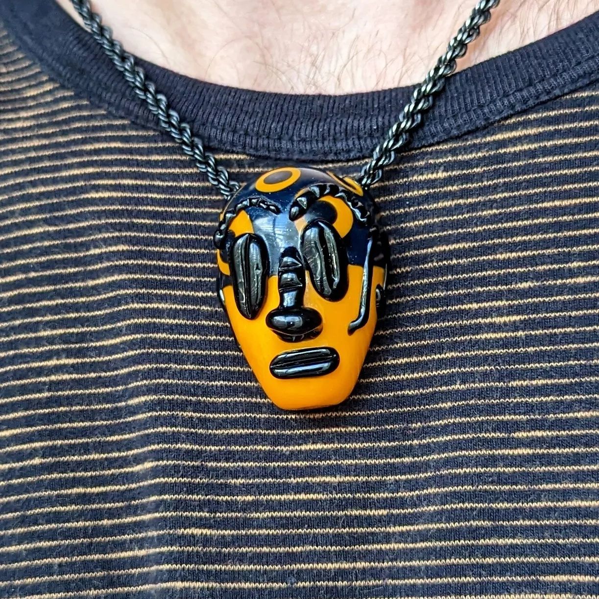 Black & Yellow Homie Head Pendant - AntiHero Glass