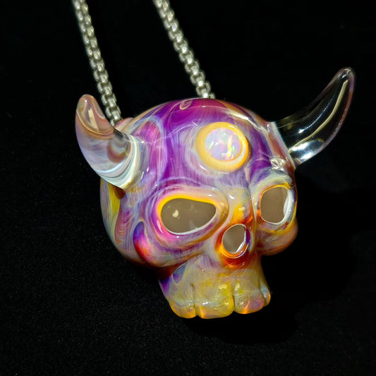 Celestial Demon Skull Pendant by Gher Glass